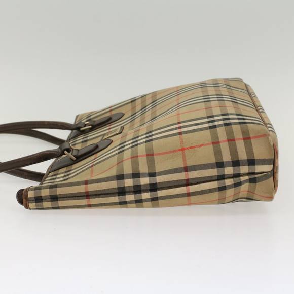 Burberrys Nova Check Tote Bag Canvas Beige Brown Auth 48174 - Picture 5 of 16